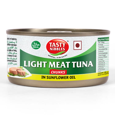 TASTY NIBLLES-Canned Tuna Chunks- Light Meat In Sunflower Oil-185g